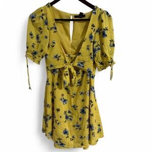 Yellow floral mini dress